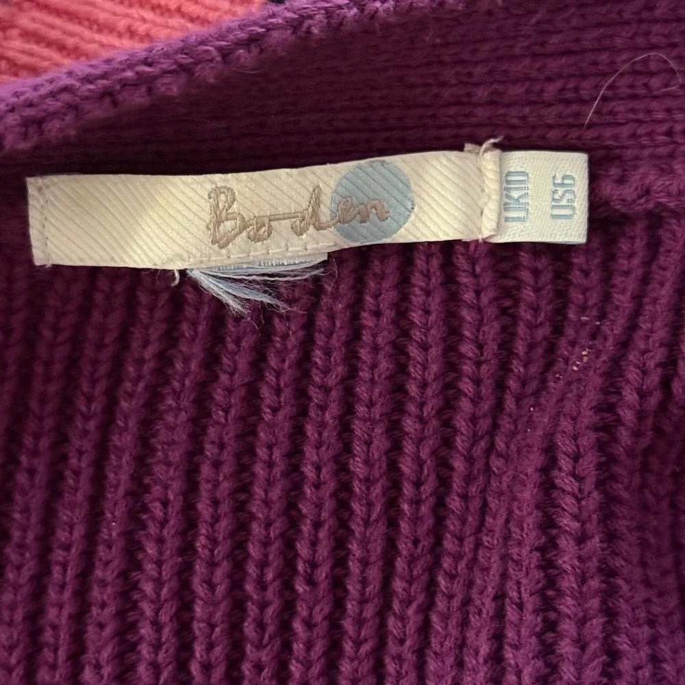 Boden Purple Ribbed 3/4 Sleeve‎ V Neck Cardigan Sweater Women's UK10 US6 - Picture 5 of 6